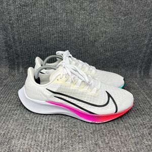 Nike Air Zoom Pegasus 37 White Multi Color Running Shoes Mens 10 BQ9646-103